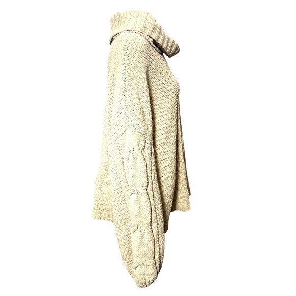 Seven7 Cable Knit Beige Cowl Neck Sweater Cozy Premium Quality Brand Size XXL - Picture 4 of 10
